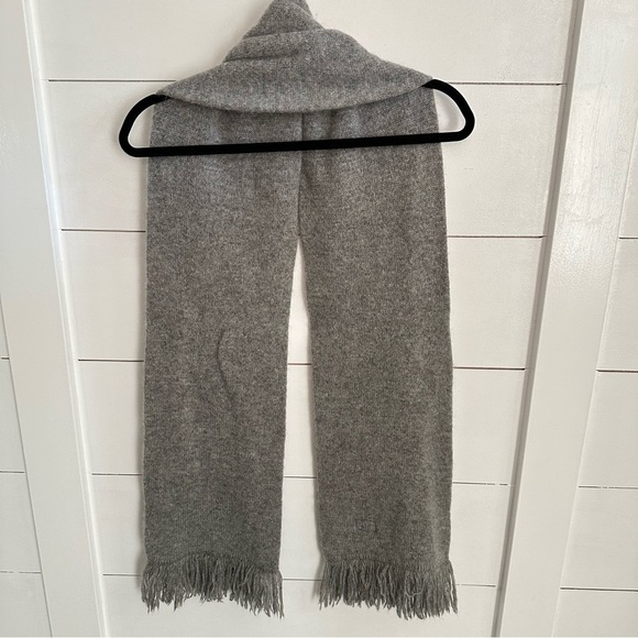 BONZ NEW ZEALAND Unisex grey fringe gorpcore wool quality scarf - Picture 2 of 6